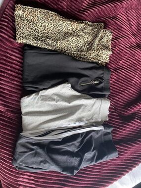 Kids Leopard Print and Solid Black Leggings - Pack